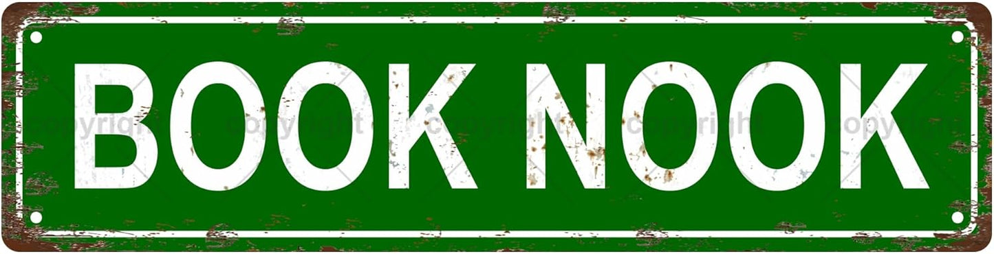 BOOK NOOK Space Vintage Metal Tin Sign, Street Sign, Home Decor, Room Decor, Wall Decor, Bathroom Decor, Bar Decor, Cafe Decor, Garage Decor, 16 x 4 Inch