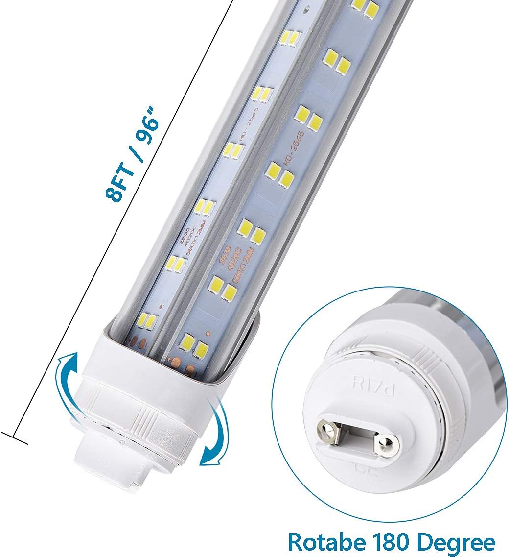 Generic 20 Pcs, 8ft R17D LED Tube Light, F96 t12 HO 8 Foot Led Bulbs, 96'' 8ft led Shop Light, 100-277V Input, 19000LM, Cold White 6000K, Clear Lens
