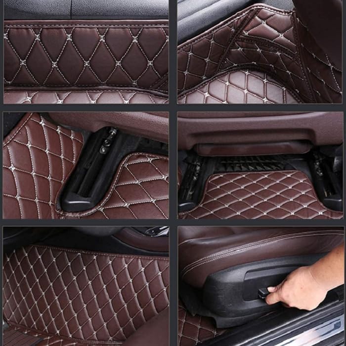 Customized personalized car floor mats, all-weather luxury car floor mats, waterproof and anti slip leather car floor mat lining, 95% customized car, truck, and SUV floor mats (Edge light brown1)
