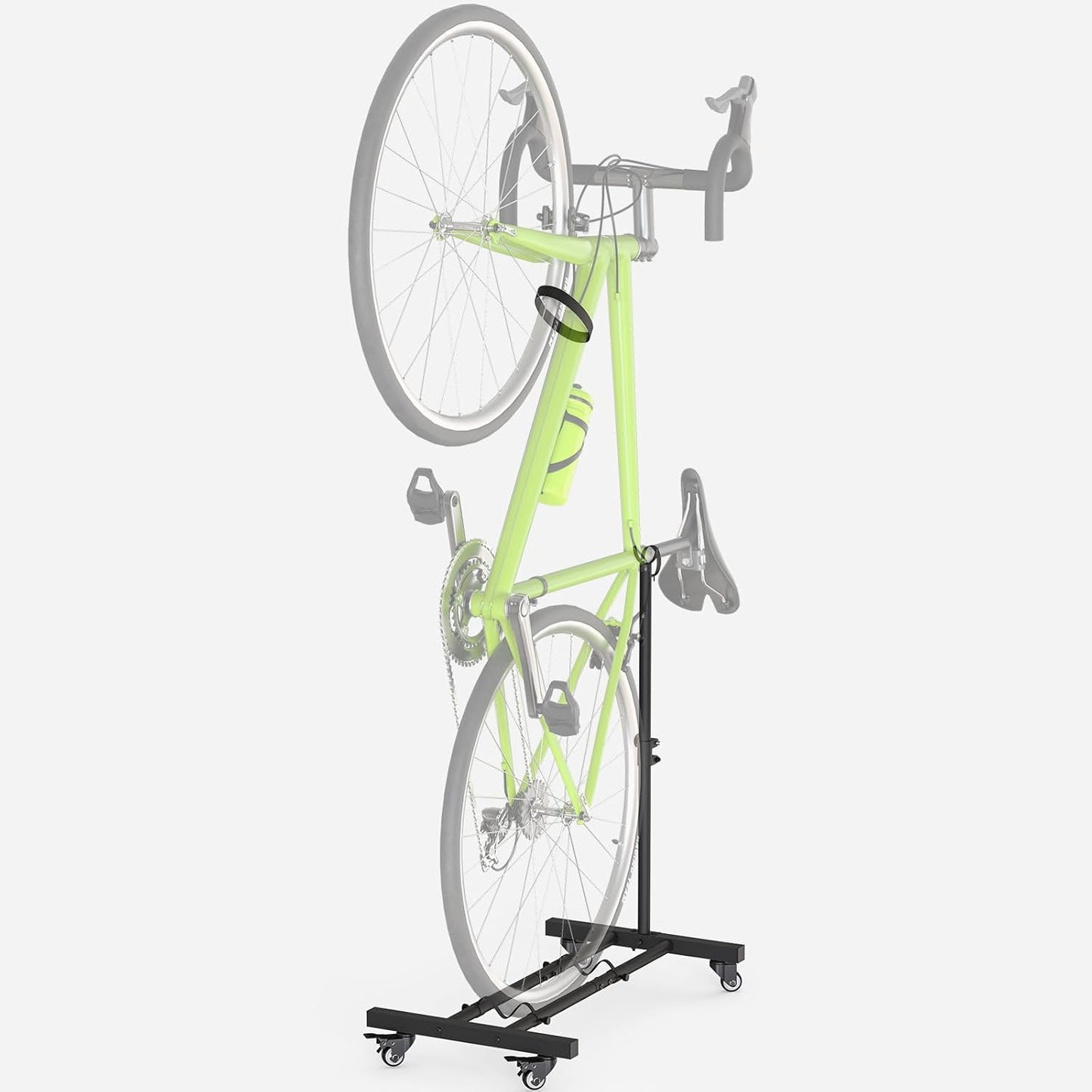 Vertical Bike Stand, Upright Bike Parking Rack Floor, Adjustable Bicycle Storage for Wheels Sizes up to 29", Freestanding Bicycle Organizer with Swivel Casters, Indoor Bike Holder for Garage Apartment