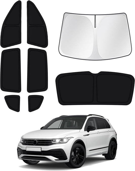 Windshield Sun Shade for 2018-2023 Volkswagen VW Tiguan Side Rear Window Shade Cover Sun Visor Shield Privacy Protection Keep Vehicle Cool Black 8PCS