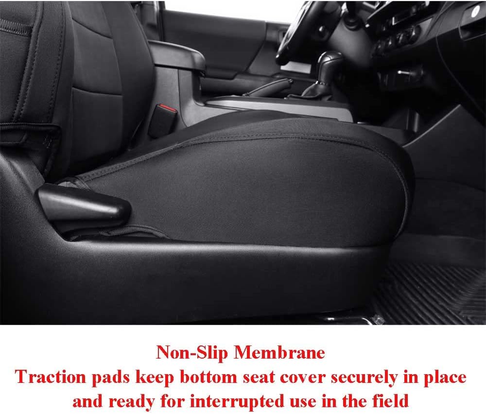 EKR Tacoma Front Car Seat Covers for Toyota Tacoma 2012 2013 2014 2015 (Regular Seats) Custom Neoprene Truck Seat Cover - Front Row Only, Neoprene (Black)
