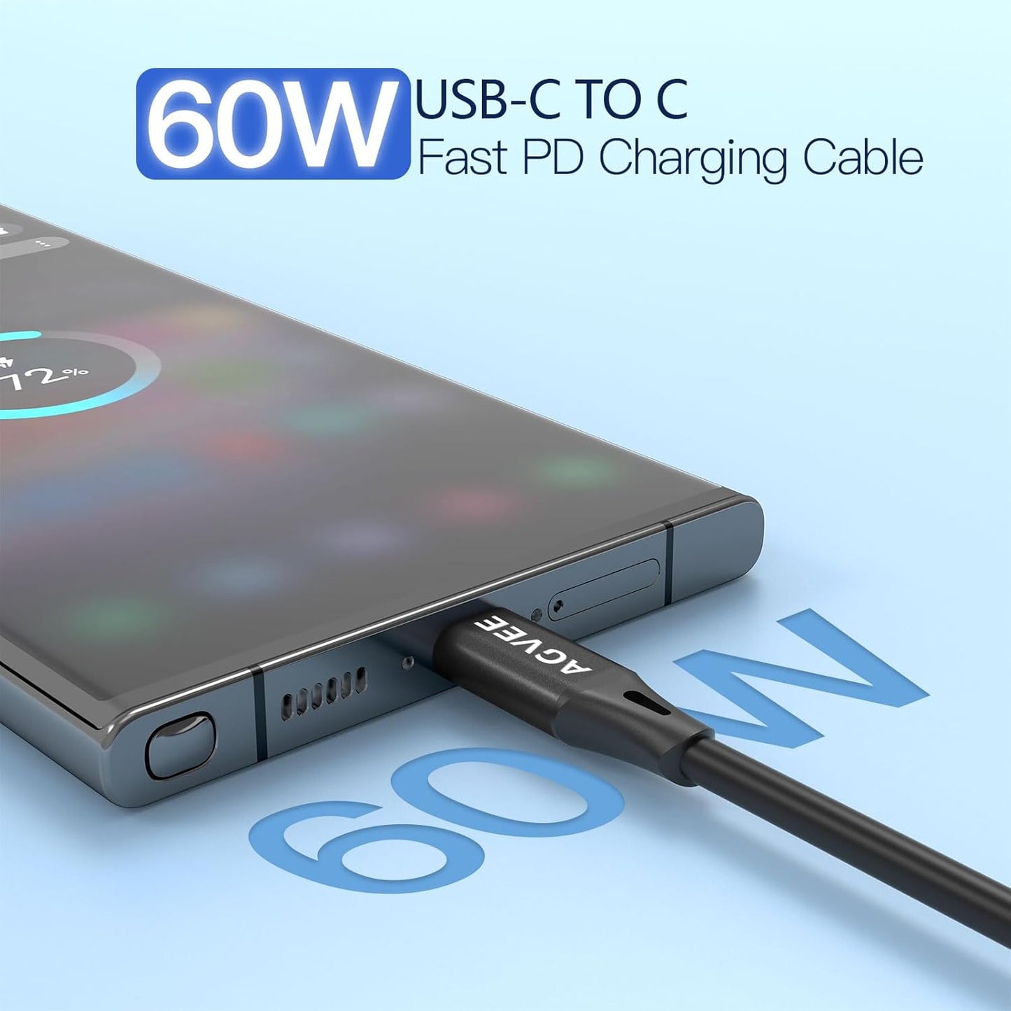 AGVEE 5ft Coiled Short USB-C to USB-C Charging Cable [USB-IF Certified] 60W PD Fast Charger Cord in Car for iPhone 16/15 CarPlay, Galaxy S25 S24 S23 S22 S21 S10 S9 S8, Google Pixel, Black