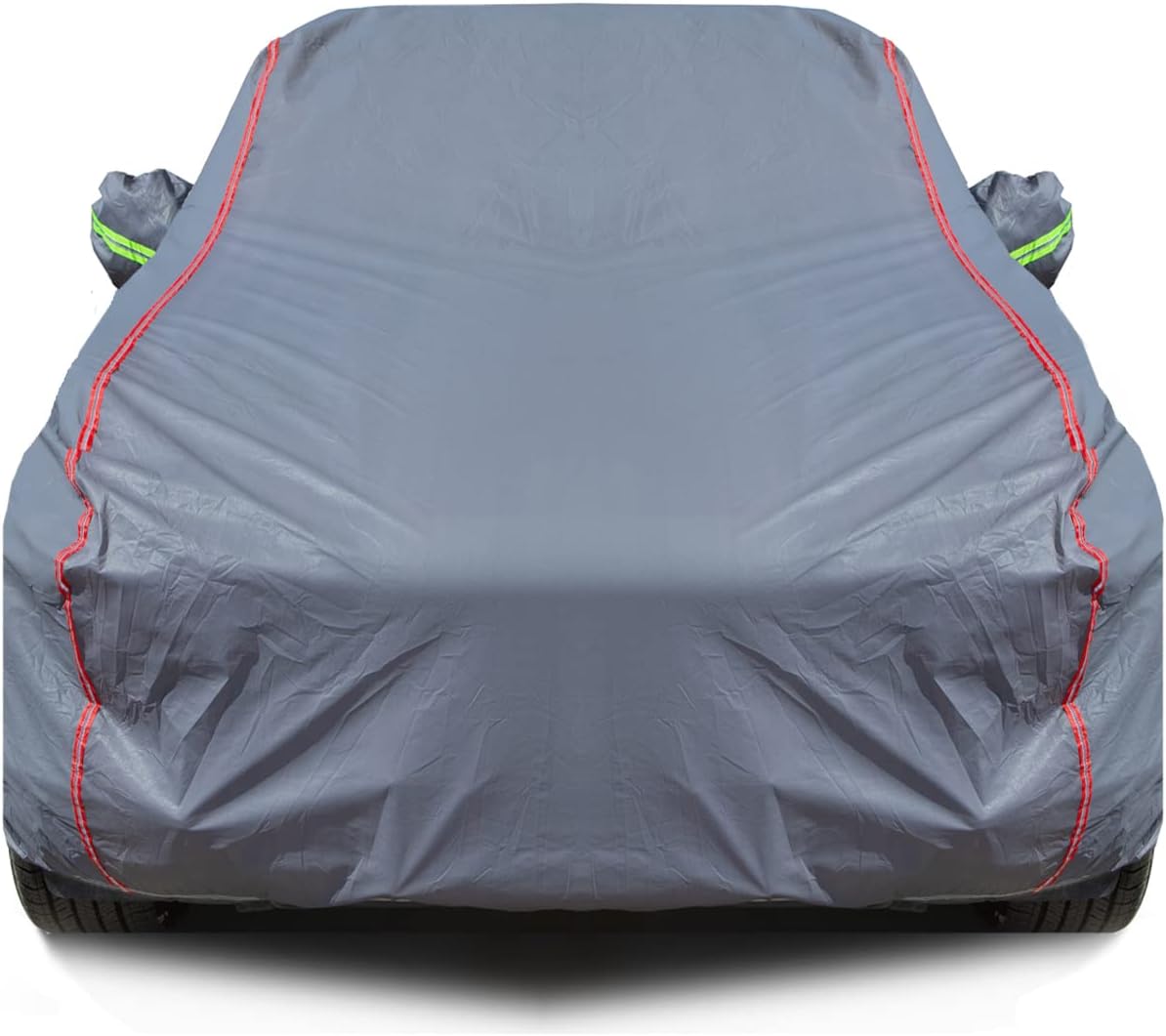 AUQDD 6-Layers PEVA New Material Sedan SUV Full Padded Car Cover Waterproof All Weather Weatherproof UV Sun Protection Snow Dust Storm Resistant Outdoor Exterior Custom Form-Fit Straps 178"-190" Grey
