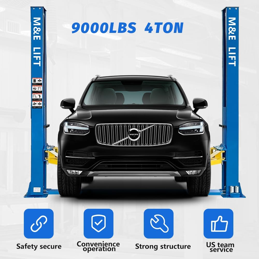 9000lbs 2 Post Car Lift Two/2 Post Lift Car Lift Automotive Lift for Repair Shop (220v)