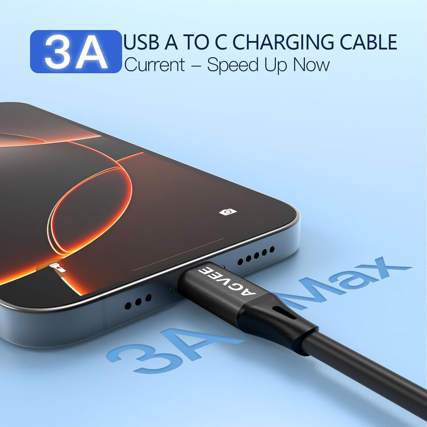 AGVEE 3ft Coiled Short USB to USB-C Charging Cable [USB-IF Certified] 3A Fast Charger Cord in Car for iPhone 16/15 CarPlay, Galaxy S25 S24 S23 S22 S21 S10 S9 S8, Google Pixel, Black