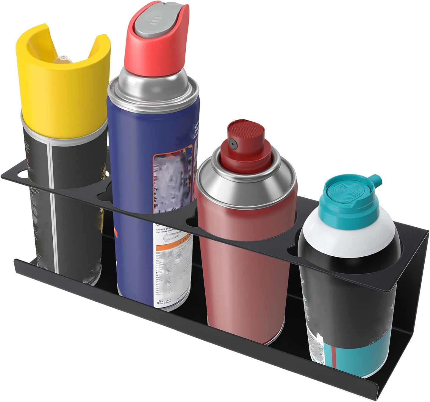 RealPlus Aerosol Spray Can Holder Rack Organizer, 4 Can Spray Bottle Holder Heavy-Duty Steel Wall Mounted for Garage and Workspace, Pack of 6