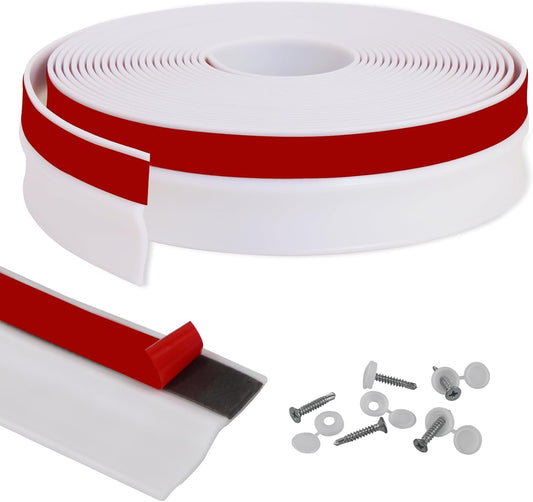 Gaahing Garage Door Top and Sides Seal Strip, Universal Weather Stripping, Self-Adhesive Weatherproofing Molding Trim with 40 Sets of Screws (White, 32.8 FT)