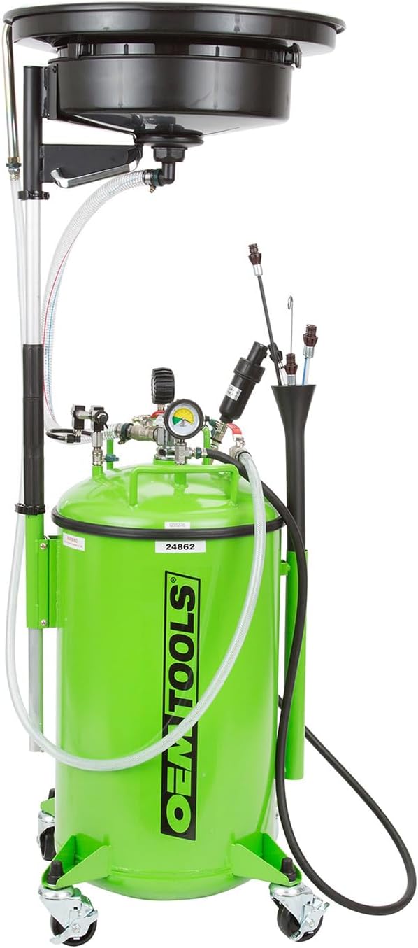 OEMTOOLS 24862 21 Gallon Oil Drain Vacuum and Extractor, Automotive Oil Container with Adjustable Oil Changing Funnel, Waste Oil Storage Tank, Coolant Drain