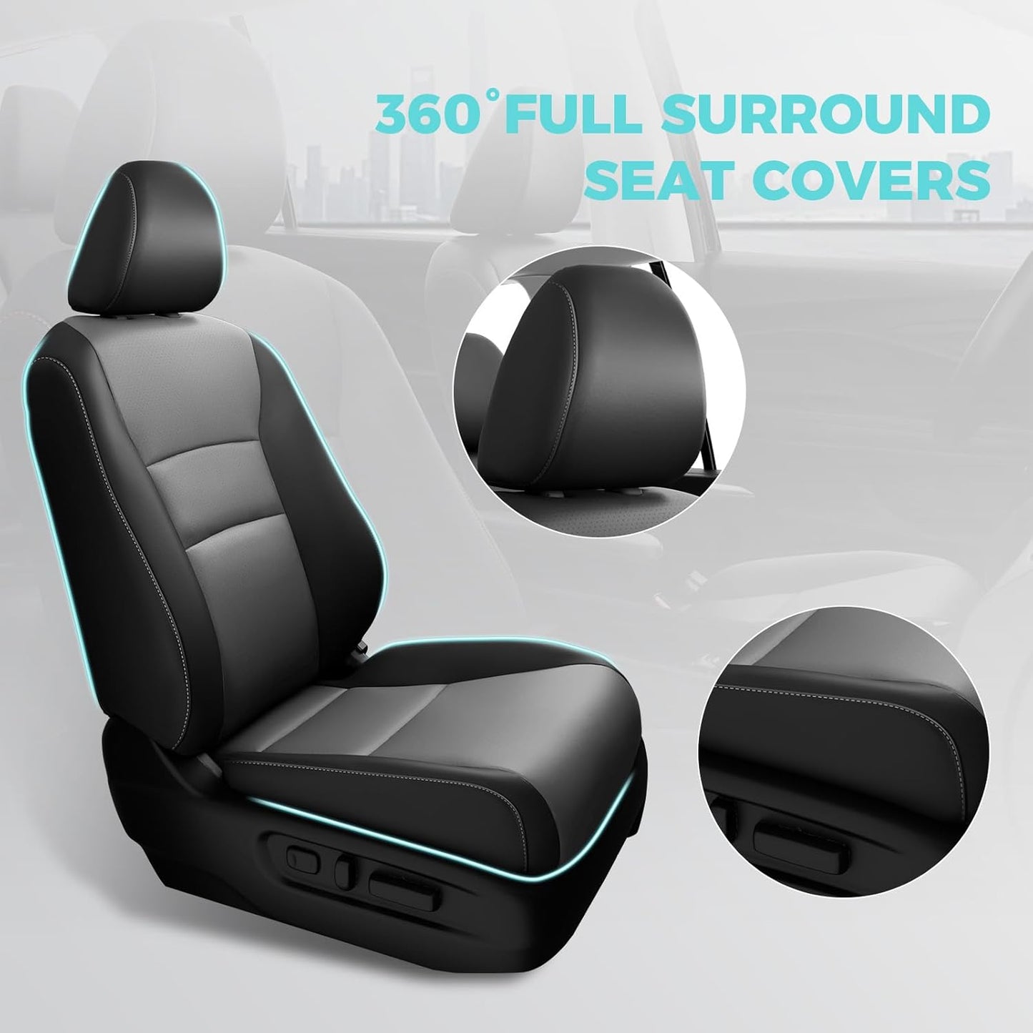 for Honda Pilot Seat Covers - Car Seat Covers Full Set Custom Fit Pilot EX-L, Special Edition, Touring, Sport 2016 2017 2018 2019 2020 2021 2022 8 Seats, Leather Automotive Seat Covers