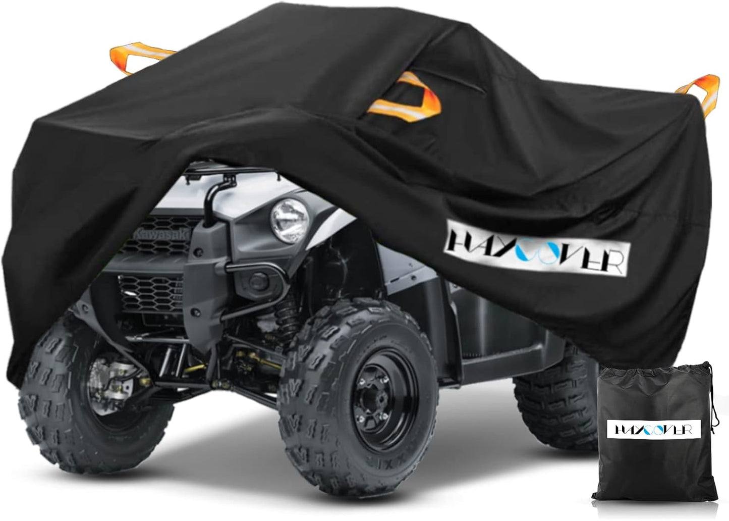 ATV Cover, Waterproof for Polaris Sportsman Yamaha Grizzly Honda FourTrax Kawasaki KFX Wheel Car with Air Vents Reflective Strips and Buckle Straps Length up to 83 inches