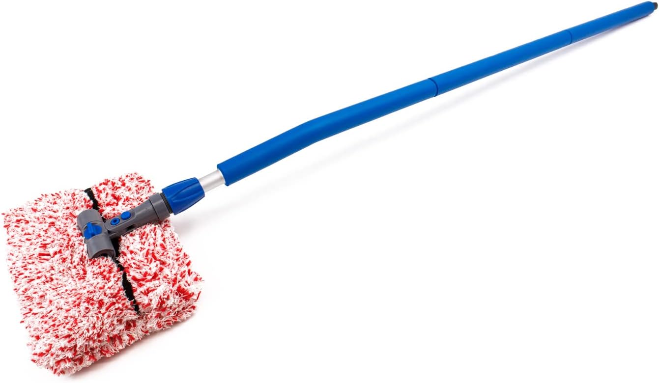 Autofiber [Mitt on a Stick PRO] Adjustable Head Car Wash Brush | 61" Sectional Angled Pole (Red Dragon Cover)