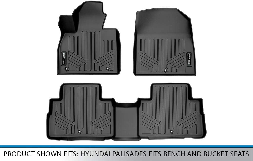 SMARTLINER All Weather Custom Fit Floor Mats 2 Row Liner Set Compatible with 2020-2025 Hyundai Palisade