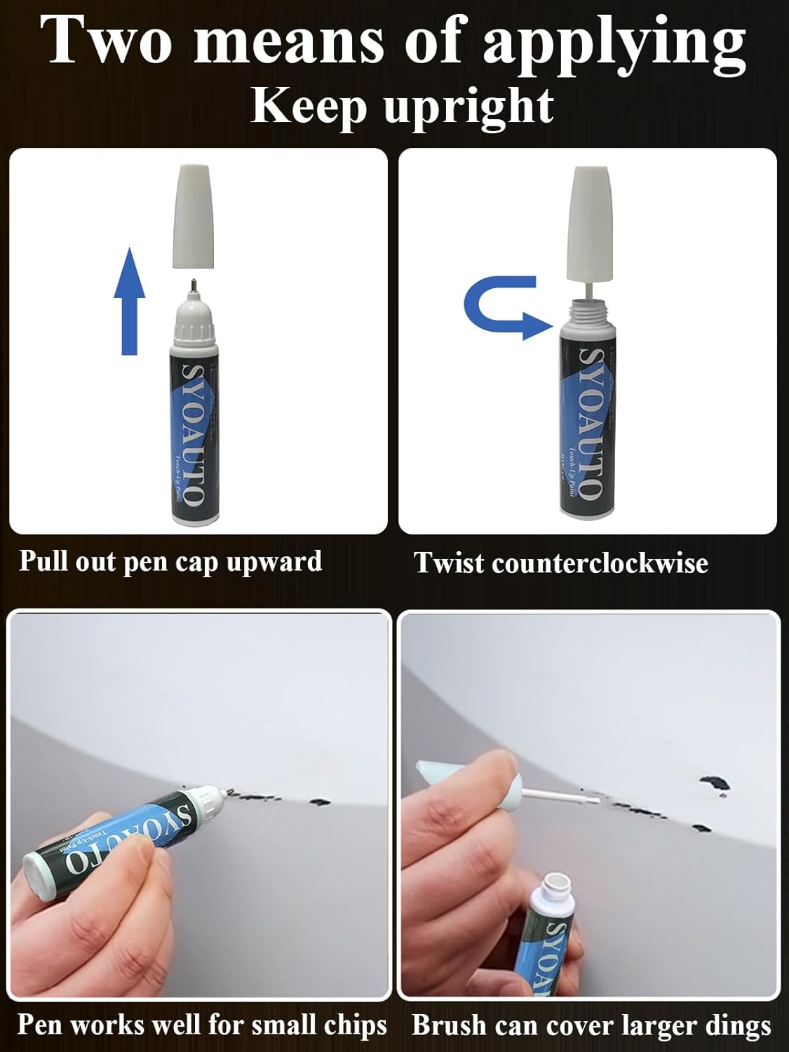 SYOAUTO Brilliant Silver K23 Touch Up Paint Fit for Nissan Auto Touch up Paint Scratch Repair Pen Brush and Tip 2 in 1 Brilliant Silver