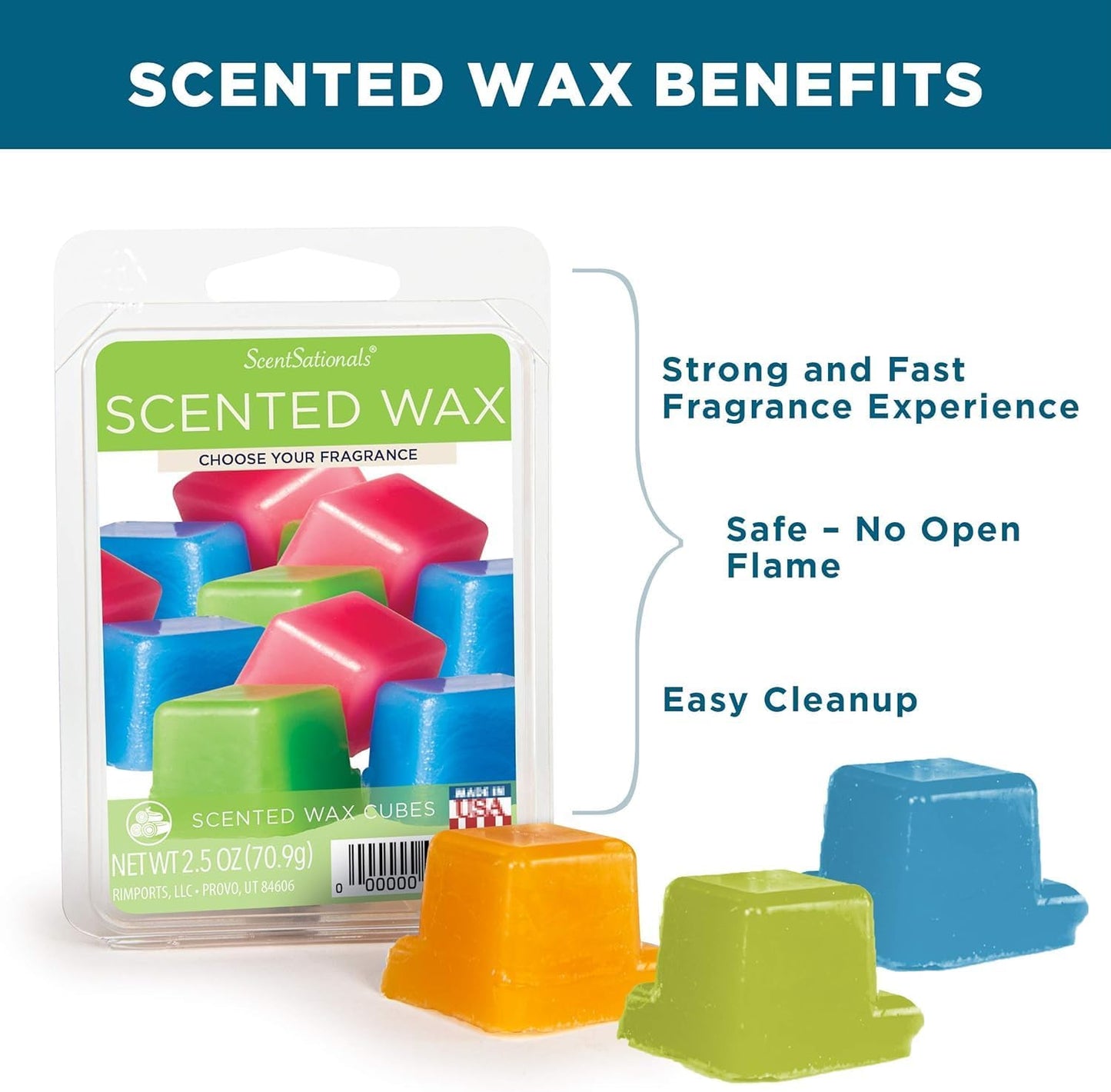 Scentsationals Wax Melts, Wax Cubes Strong Scent - Frozen Lemonade - Long Lasting Scented Wax Melts for Warmer, 10oz (24-Cubes)