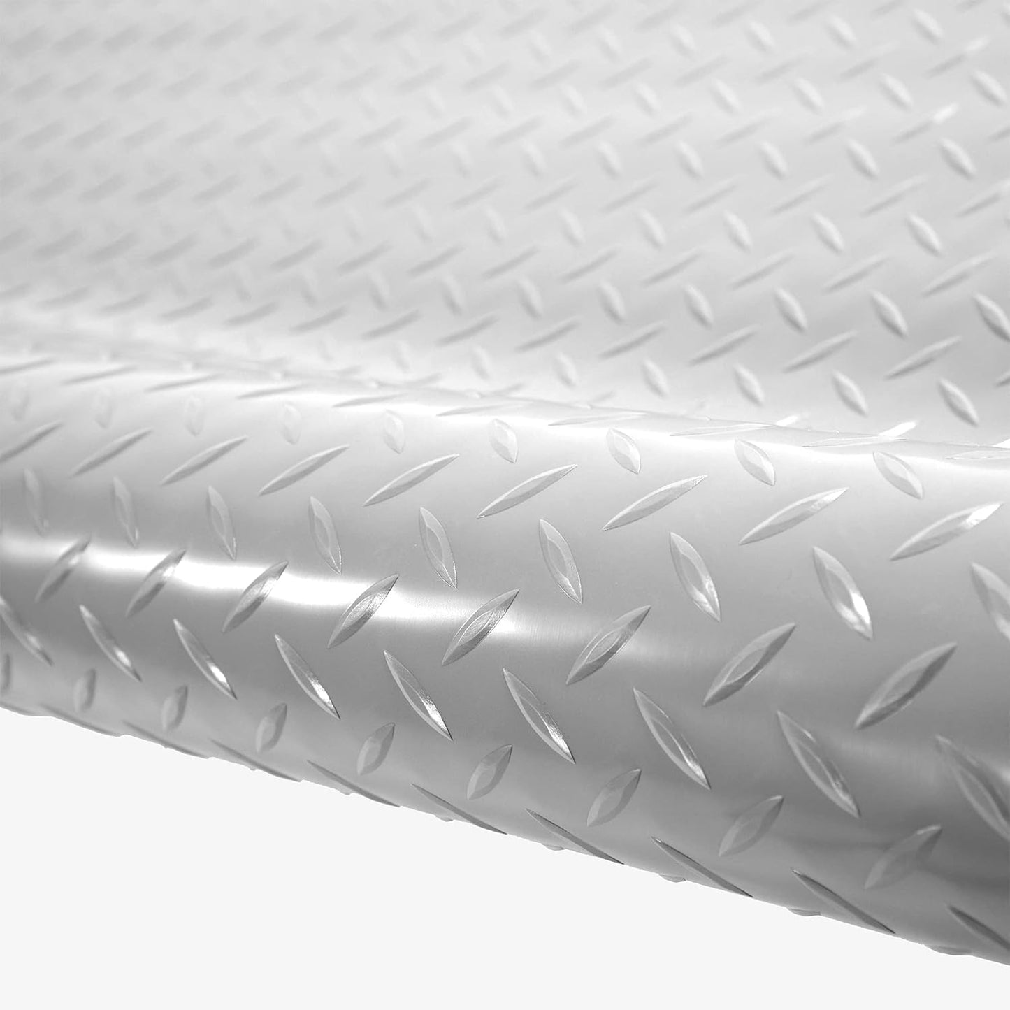 IncStores 2.5mm Thick Commercial-Grade Nitro Roll Garage Floor Mat | Flexible Vinyl Floor Mat for a Stronger and Safer Garage, Workshop, or Trailer | Diamond-Plate, Stainless Steel, 10' x 140'