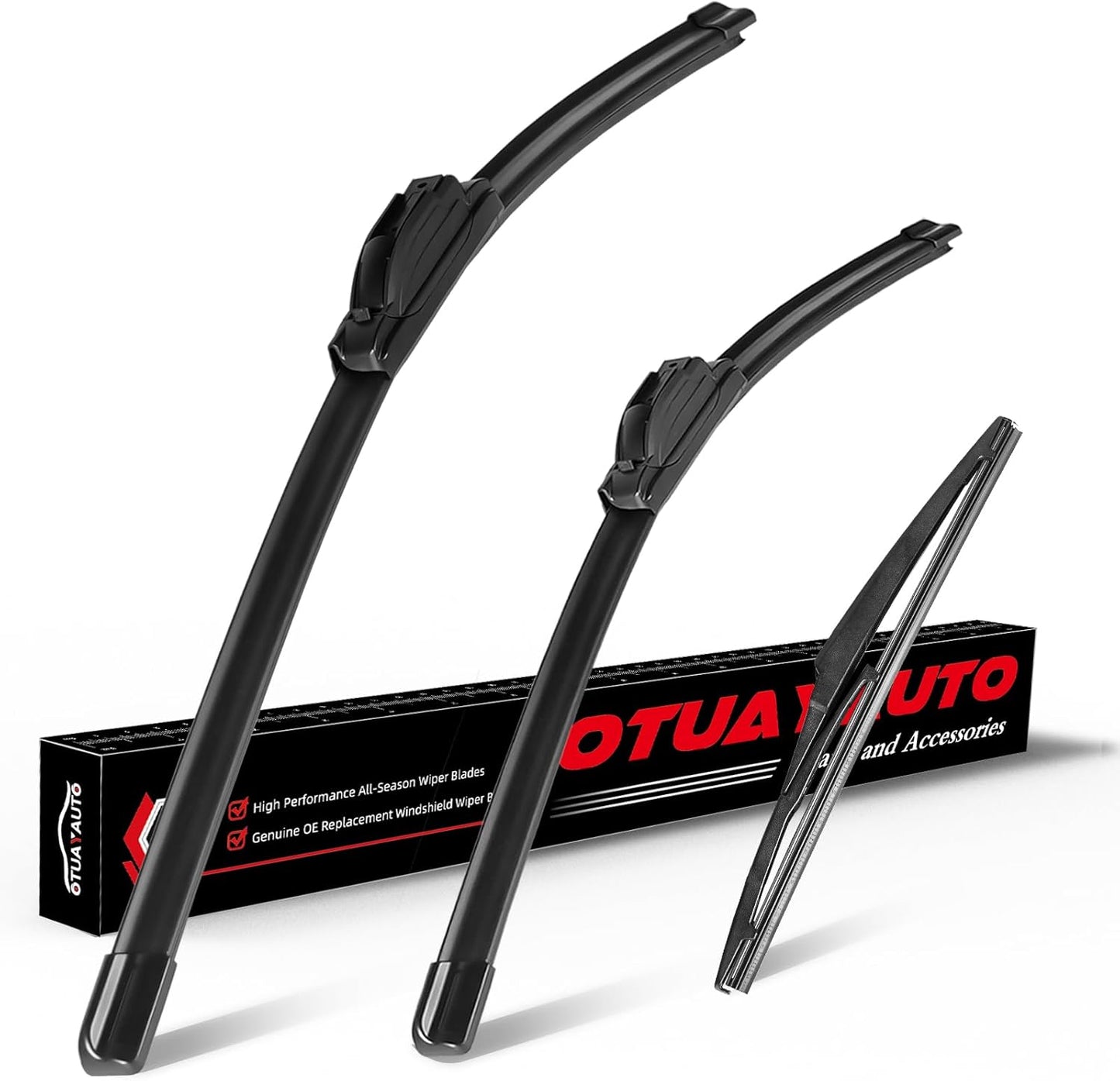 OTUAYAUTO Premium Windshield Wiper Blades - Replacement for Toyota RAV4 19-23, Mazda 5 06-15 - Precision Fit, All-Weather Performance, Front and Rear Wiper Blades, U Hook - 26"+16"+12" (Pack of 3)