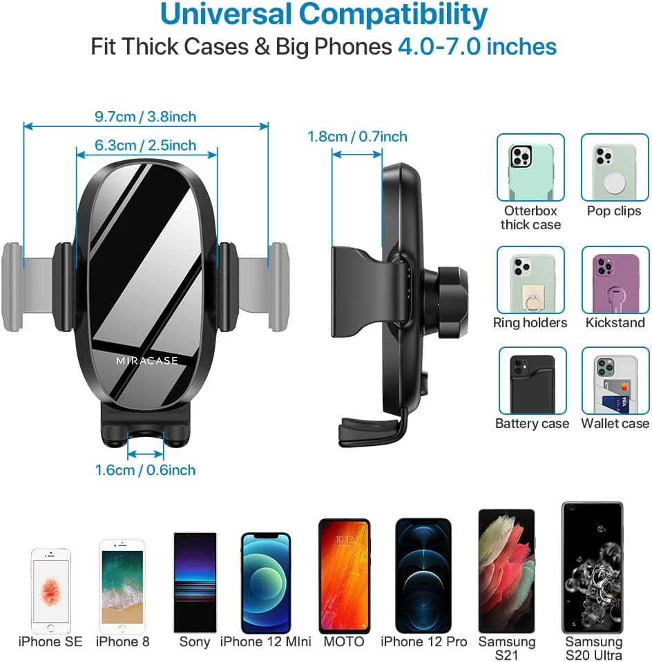 Miracase Cup Phone Holder for Car, [Upgraded Version] Adjustable Long Neck Car Cup Holder Phone Mount Cradle Friendly Compatible with iPhone Samsung Google and All Smartphones, Green
