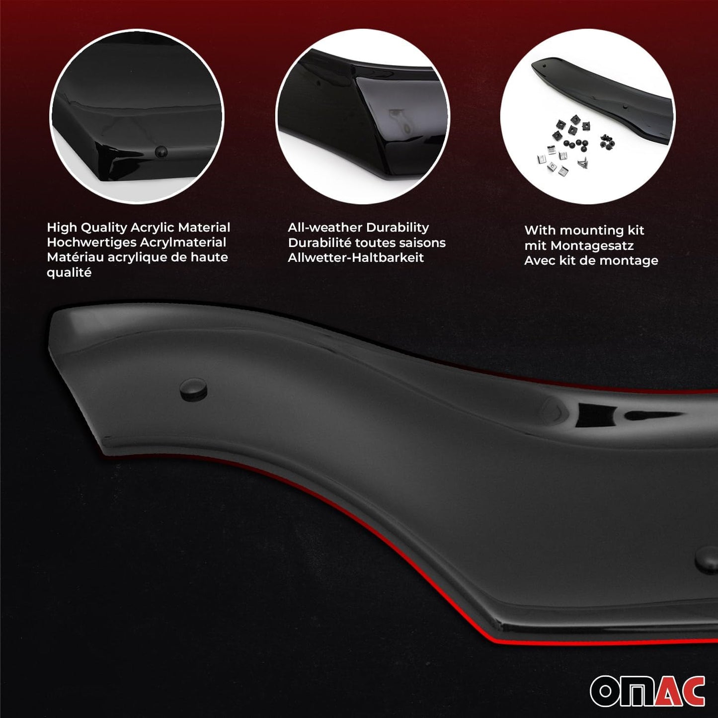 OMAC Front Bug Shield Hood Deflector for Nissan Navara D23 2014-2024 Acrylic Smoke