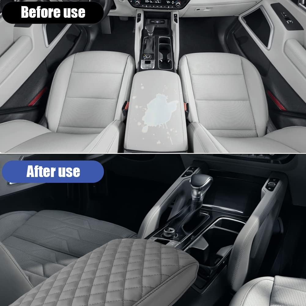 sportuli Center Console Cover Anti-Scratch Leather Armrest Cushion Compatible with 2020 2021 2022 2023 2024 Kia Telluride accessories (Gray)