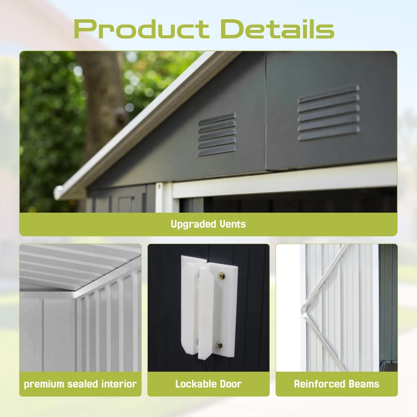9.1' x 8.5' Outdoor Storage Shed, Sturdy Metal Building w/Windows & Lockable Doors for Garden, Backyard, Poolside and Lawn, Anthracite