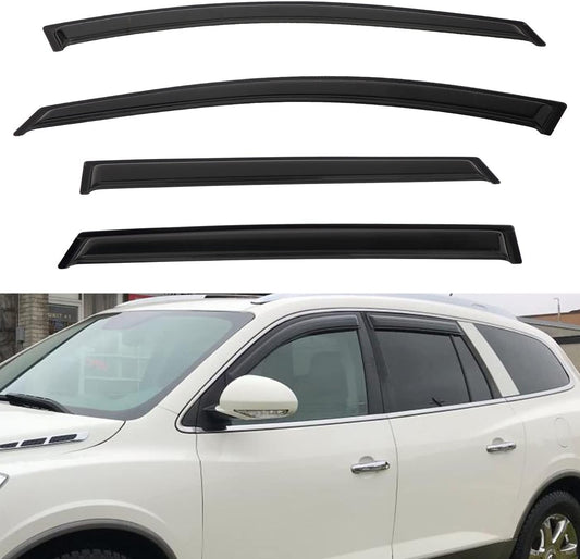 4pcs Front+Rear Smoke Tint Sun/Rain Guard Outside Mount Tape-On Vent Window Visors Compatible with 08-17 Enclave