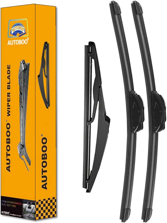 AUTOBOO 26"+16" Windshield Wipers with 12" Rear Wiper Blade Replacement for Toyota RAV4 2019 2020 2021 2022 2023 2024,Mazda 5 2015 2014 2013 2012 2011 2010-2006 -Original Factory Quality (Pack of 3)