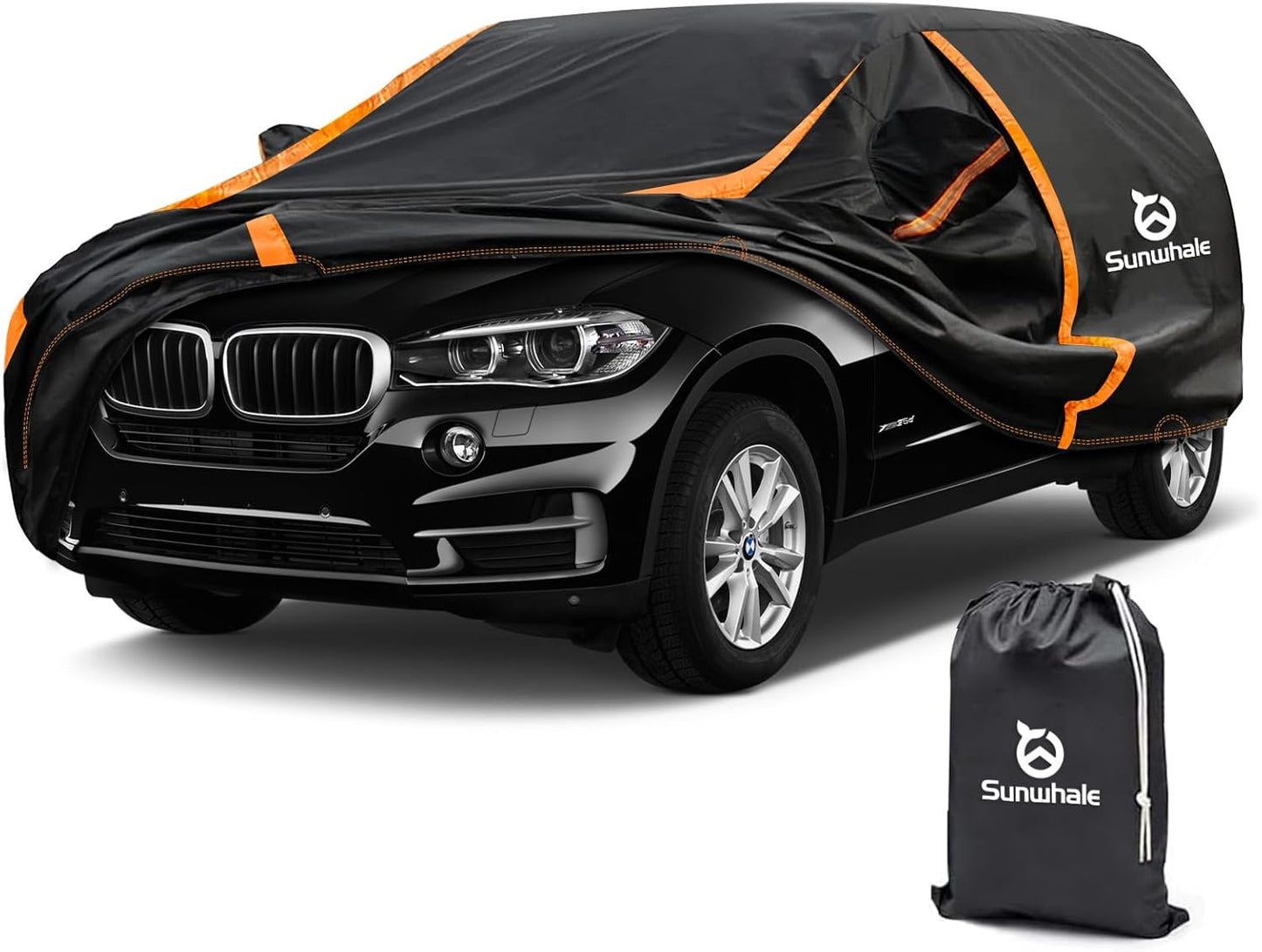 Car Cover Waterproof All Weather for SUV Automobiles UV Protection Snowproof Rain Sun with Door Zipper Full Exterior Outdoor Full Car Cover Universal Fit Up to 177"