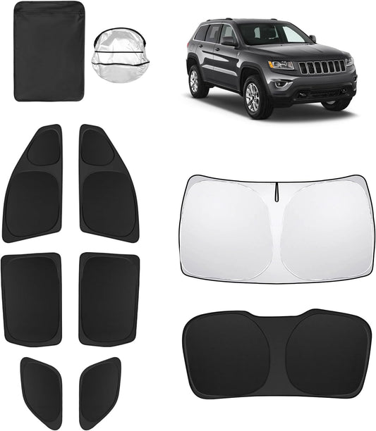 8pcs Car Window Shades forJeep Grand Cherokee 2011-2021(NOT Grand Cherokee L) Accessories,Windshield Side Rear Full Sunshade,Sun Visor UV Blocking, Privacy Protection for Camping Outdoor