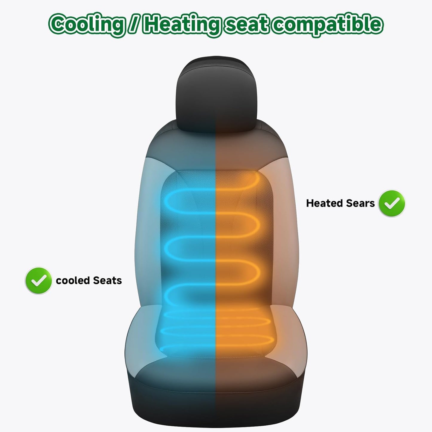 GIANT PANDA Fit GMC Sierra 1500 2500 3500 Front Car Seat Cover, 3D Air Mesh Breathable Seat Protector（Grey） 2-Pack