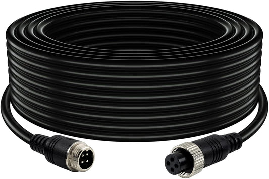 Car Video 4-Pin Aviation Extension Cable for CCTV Rearview Camera Truck Trailer Camper Bus Vehicle Backup Monitor System-65.6Ft/20M