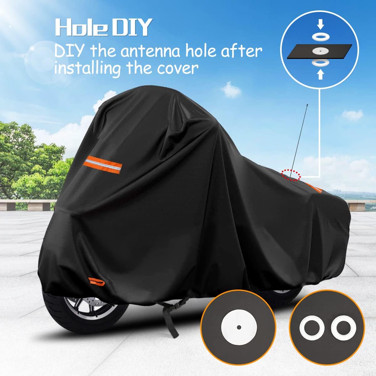 420D Motorcycle Cover for Harley Davidson Touring Models Road King, Road Glide, Street Glide, Electra Glide, Heritage Classic, Low Rider Outdoor Bike Cover Waterproof Fits up to 118” Motorcycle