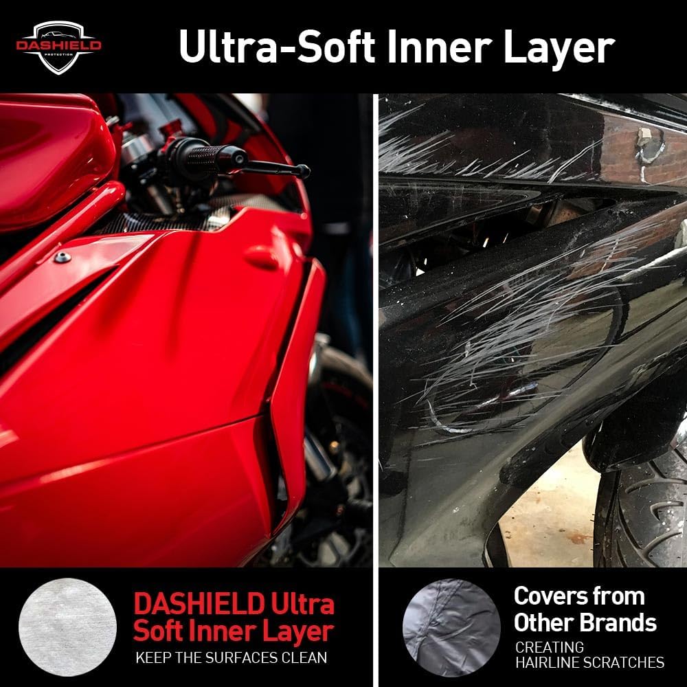 Ultimum Series Motorcycle Cover Waterproof All Weather Protection Universal Heavy Duty Night Reflector with Lock-Holes Compatible with Suzuki Harley Davidson Kawasaki Yamaha Honda Blue XXXL