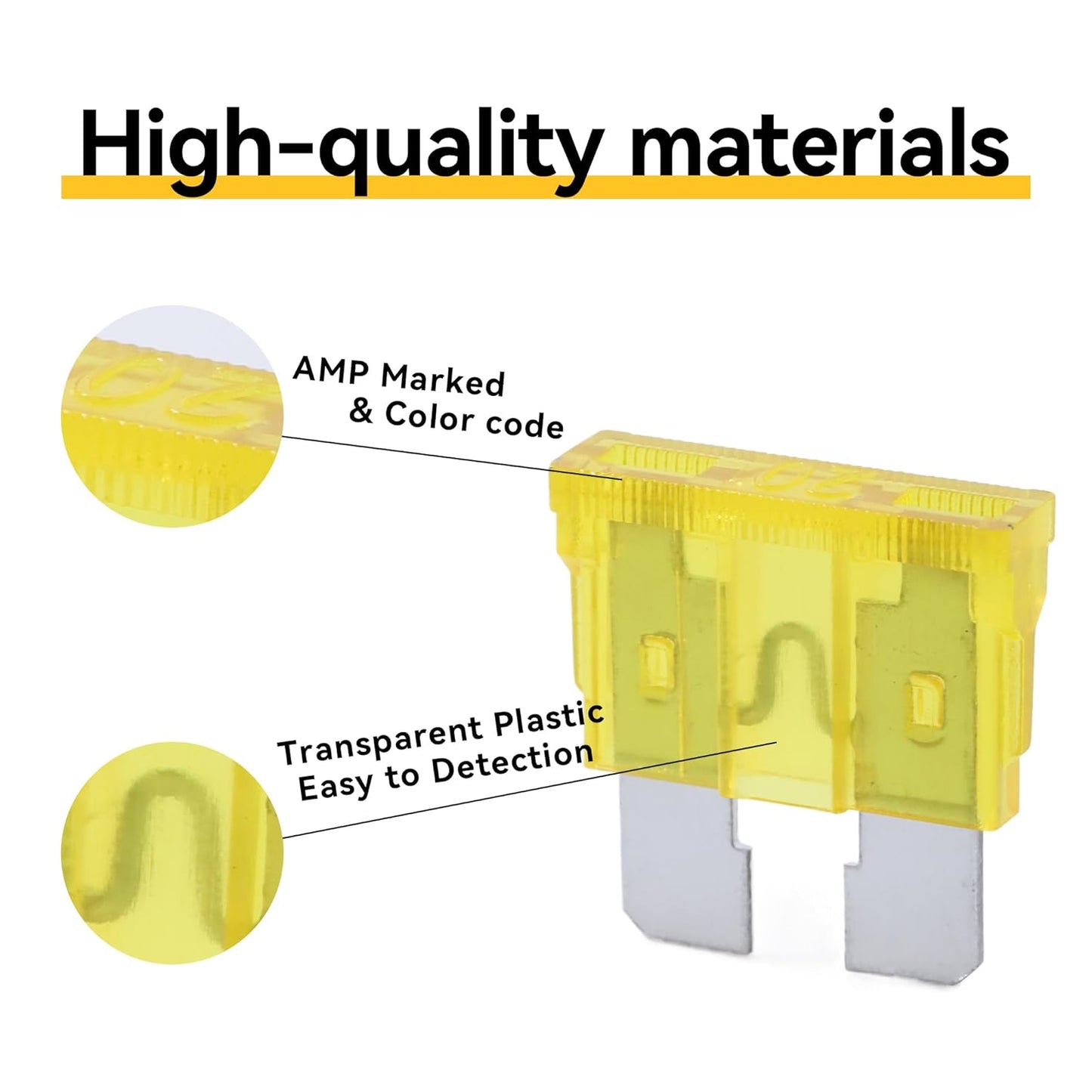 100 Pack Auto Fuses 20 AMP ATC/ATO Standard Regular Fuse Blade 20A Car Truck Boat Marine RV