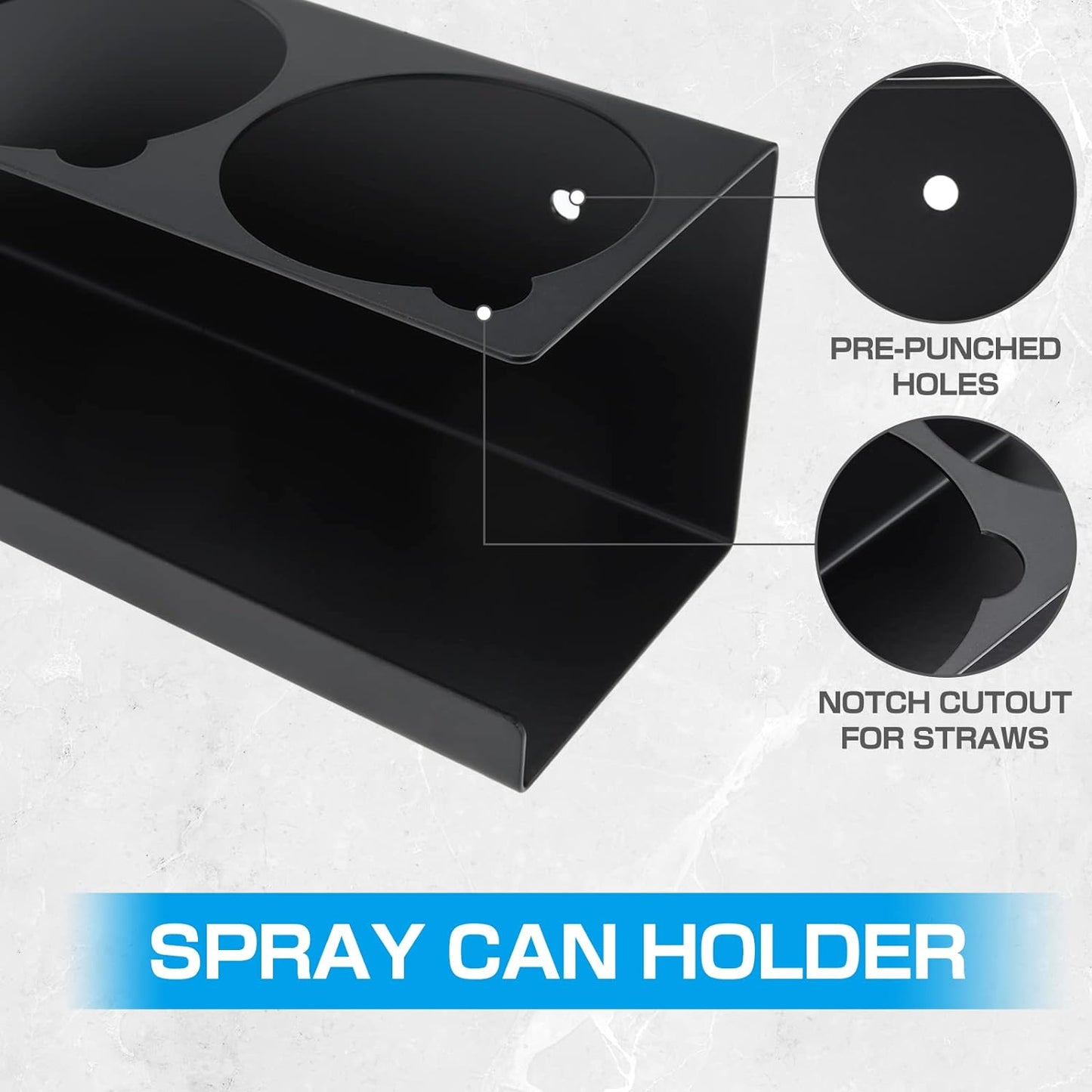 RealPlus Aerosol Spray Can Holder Rack Organizer, 4 Can Spray Bottle Holder Heavy-Duty Steel Wall Mounted for Garage and Workspace, Pack of 6