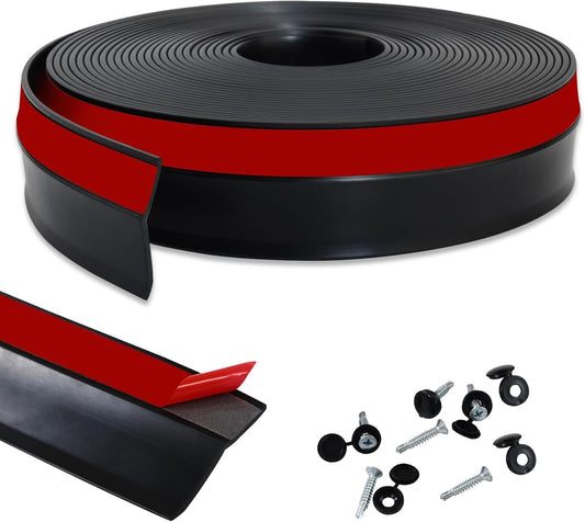 Gaahing Garage Door Top and Sides Seal Strip, Universal Weather Stripping, Self-Adhesive Weatherproofing Molding Trim with 40 Sets of Screws (Black, 32.8 FT)