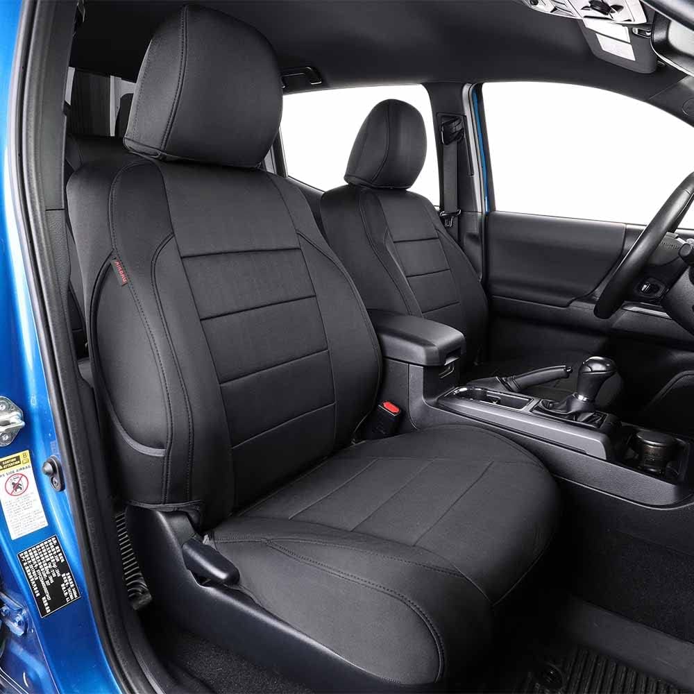 EKR Tacoma Front Car Seat Covers for Toyota Tacoma 2012 2013 2014 2015 (Regular Seats) Custom Neoprene Truck Seat Cover - Front Row Only, Neoprene (Black)