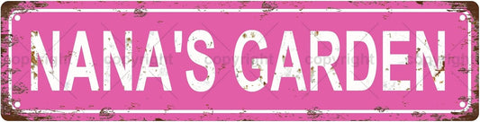 NANA'S GARDEN Vintage Metal Tin Sign, Street Sign, Home Decor, Room Decor, Wall Decor, Bathroom Decor, Bar Decor, Cafe Decor, Garage Decor, 16 x 4 Inch