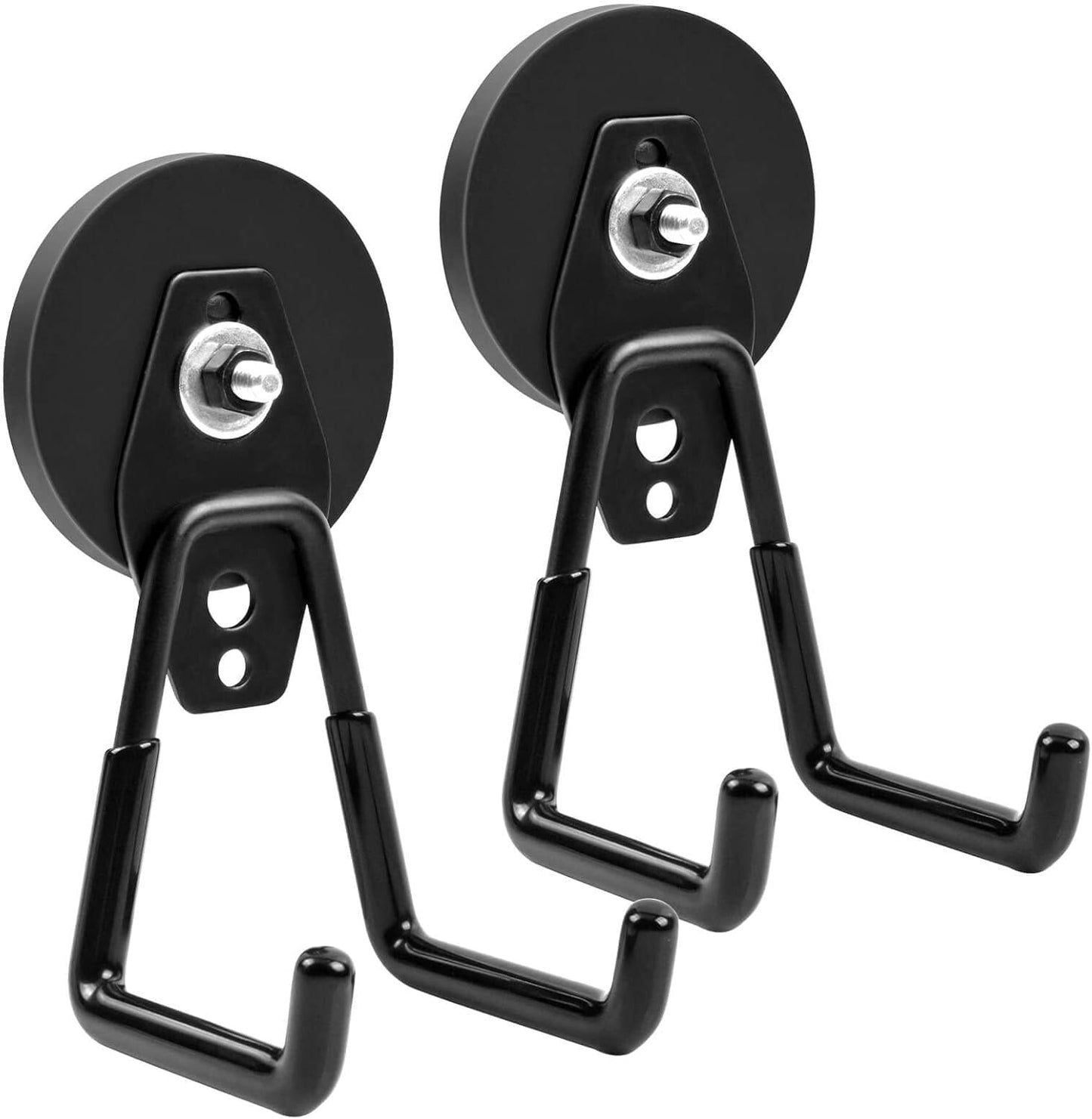 Strong Magnetic Hooks Heavy Duty, 2.59" (66 mm) Garage Magnet Hooks with Anti-Slip Coating, 2 Pcs Industrial Strength Utility Magnet Hooks, for Cordless Drills Hanging Metal Cabinets Tool Pegboard