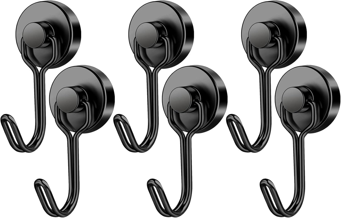 FINDMAG Magnetic Hooks, 40Lbs+ Strong Magnet Hooks for Cruise Cabins, Powerful Neodymium Magnets with Hooks for Hanging, Swivel Swing Black Magnetic Hooks for Fridge, Whiteboard, Kitchen, Toolbox
