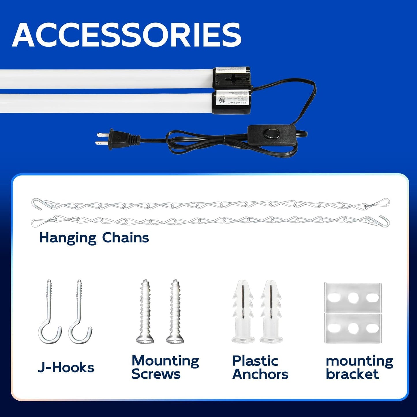 hykolity 10 Pack 4FT Linkable LED Shop Light, Utility Shop Light Fixture, 4400lm, 42W [250W Equivalent], 5000K Daylight Shop Lights for Garage, Hanging or Surface Mount, with Power Cord, ETL, Black