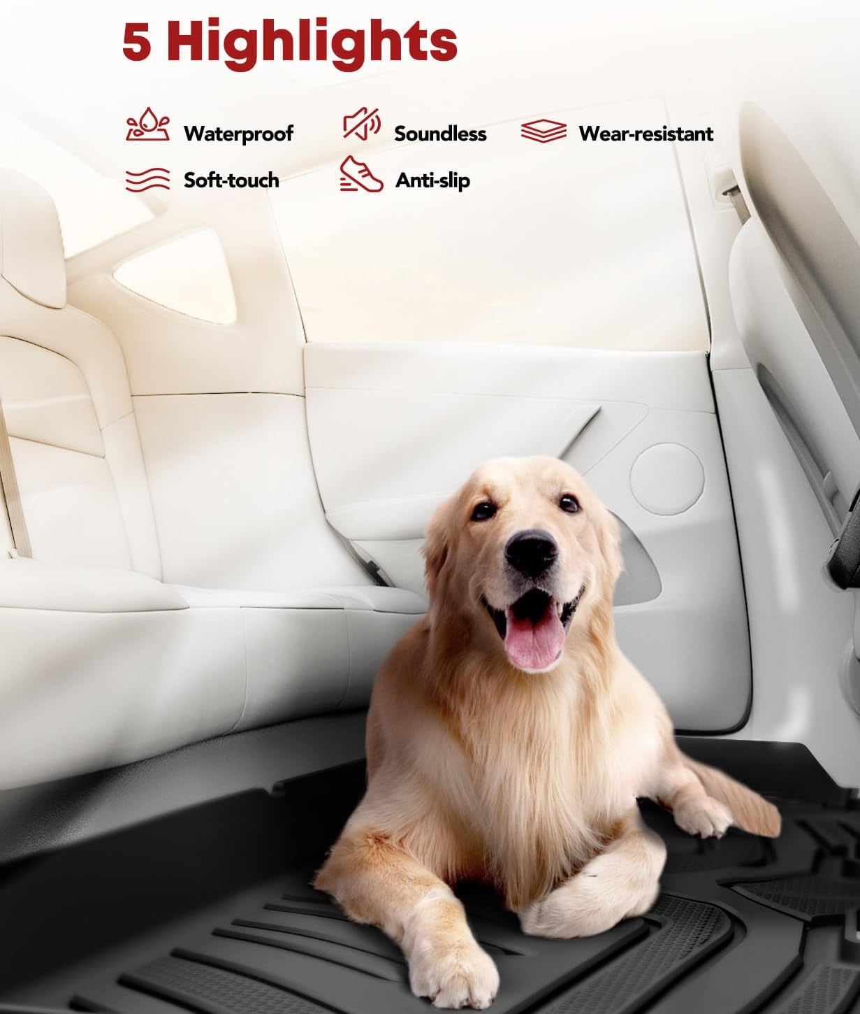 YHTAUTO Automotive All Weather Floor Mats Compatible with Toyota RAV4 2006-2012 5 Seats, Without 3rd Row Seat, Car Mats Custom Fit TPE Floor Liners Front & Back Seat, Black, Set of 3