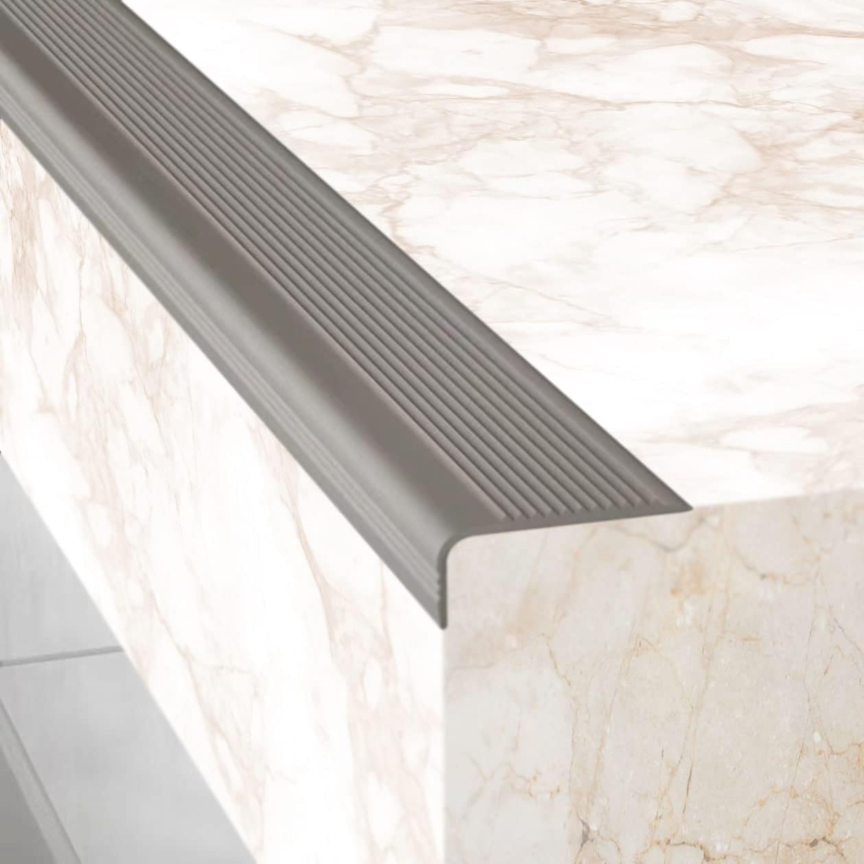 Rubber Bond Stair Edge Protector (Pack of 5) 36x2x1 inch Anti-Slip Stair Corner Trim Rubber Strips - Waterproof Self-Adhesive Staircases for Outdoor & Indoor Uses | Protect Kids & Pets - Grey
