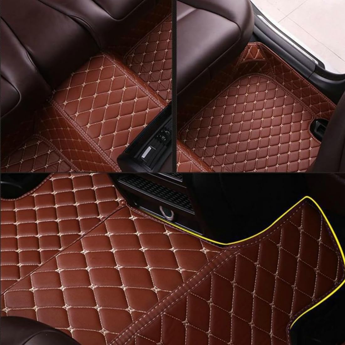 Custom Personalized Floor Mats for Cars，Luxury Full Coverage All Car Floor Mats，Anti-Slip Leather Car Mat Set ，Custom Floor Mats for 99% of Cars, Trucks & SUVs. (Sky Blue and Black)