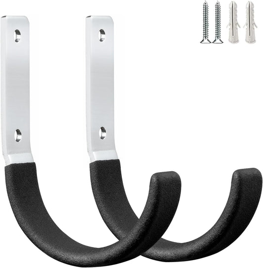 Heavy Duty Steel Garage Hooks,Garage Storage Utility Hooks,Heavy Duty Garage Garden Tool Organizer,Steel Wall Mount Hooks, Garden Hose Hanger, Small U Hooks (Black 2 Pack)
