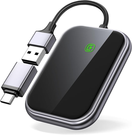 Wireless CarPlay Adapter - Fast & Stable Connection for Carplay Wireless Adapter Convert Factory Wired to Wireless CarPlay Dongle Plug & Play Car Play Fit for iPhone iOS 10+ (Dark Grey)