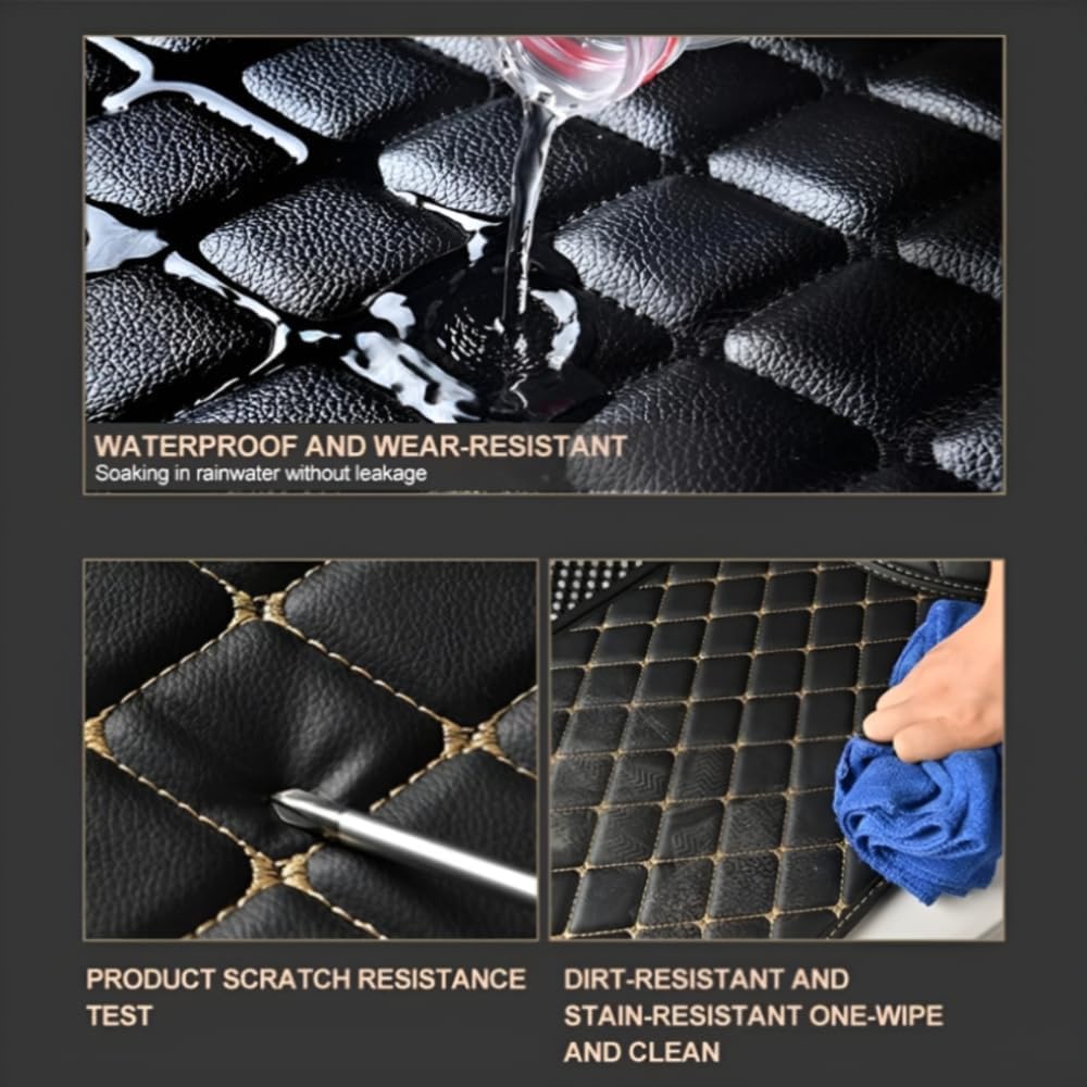 Add Personal Touch to Your Vehicle with IMEISH Customizable Logo Text Car Mats for 99% of vehiclesPads Protection Non-Slip Leather Floor Liners (Red Rice)