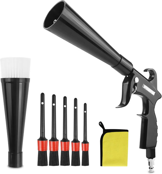 Tornado Car Cleaning Air Blow Gun – High Pressure Interior Detailing Tool with 360° Swivel Nozzle, Pneumatic Dust Blower for Auto Carpet Seats Dashboard Console Cleaning.