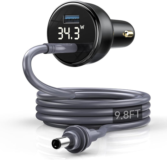 QUIDDITY Starlink Mini Car Adapter DC Power Cable + Cigarette Lighter Adapter 12V-24V with Digital Display, Water-Resistent Car Charging Cord with USB Type-C Port Starlink Mini Accessories(3M/10FT)
