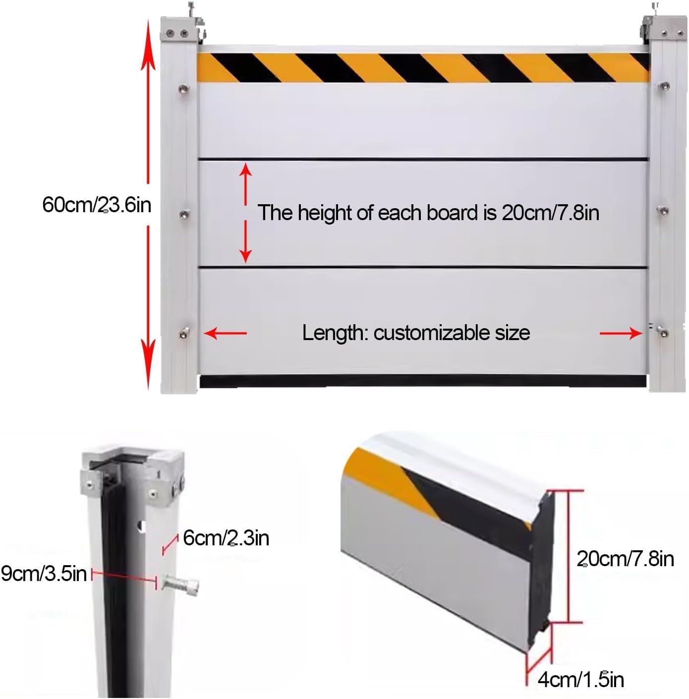 Reusable Heavy Duty Aluminum Flood Barriers for Home Exterior, Flood Protection Barriers Water Barrier Door Quick Detachable Garage Doors Detachable Mobile Rain Water Baffle ( H 31.5 inch L 22FT)